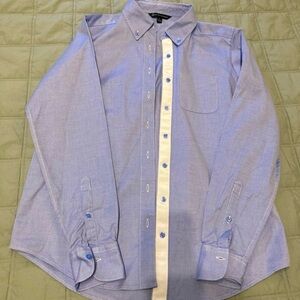 Women’s Light Blue Button-Down Shirt with Contrast Placket